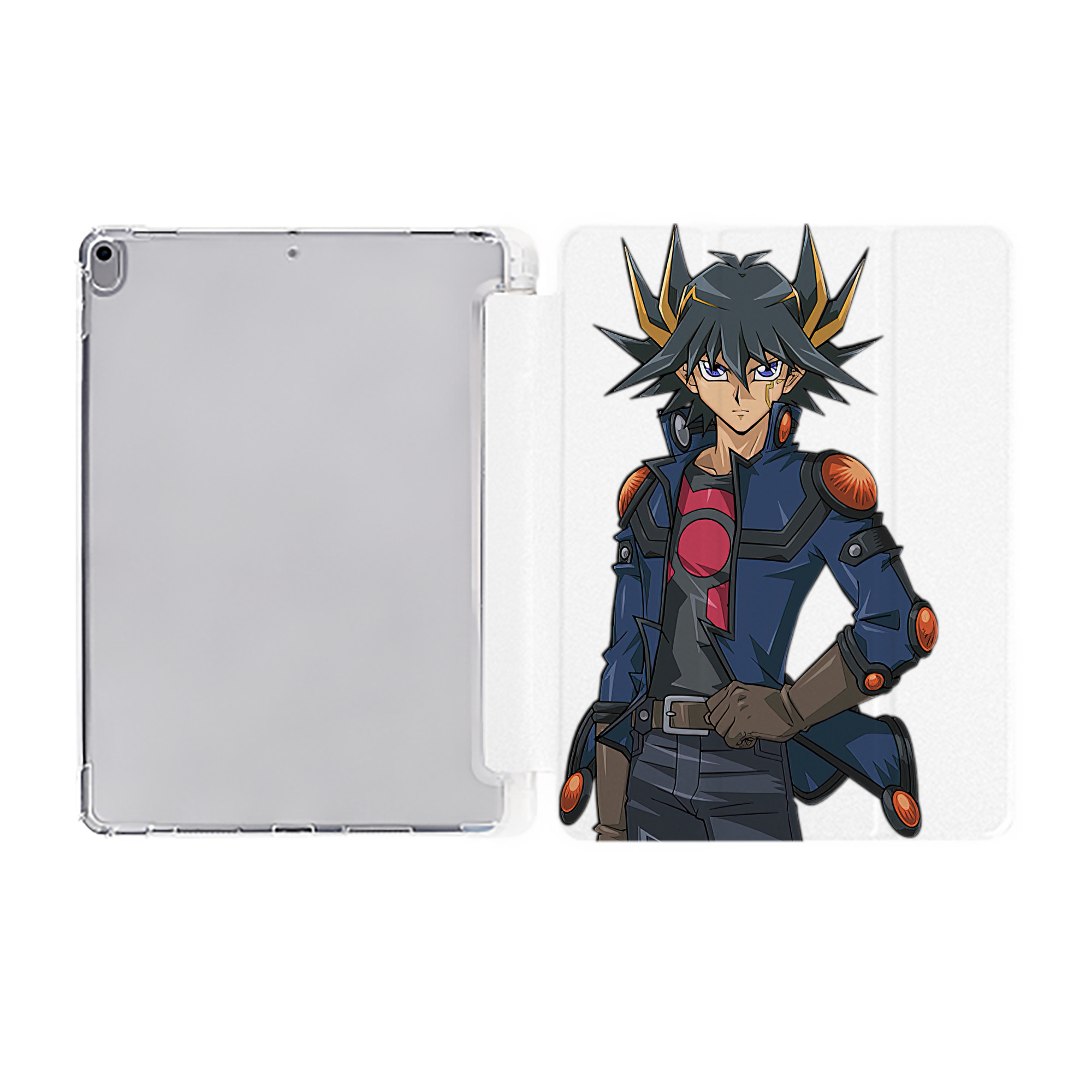 （画像用） 遊☆戯☆王 Yu-Gi-Oh! IPad ケース ペン収納付き 三つ折りスタンド PUレザー×シリコン 対応機種9.5/10.5/10.9インチ